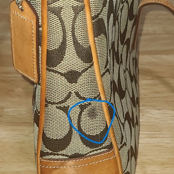 COACH VINATAGE HAMPTON SIGNATURE SHOULDER HANDBAG - KHAKI COLOR - Picture 15 of 15